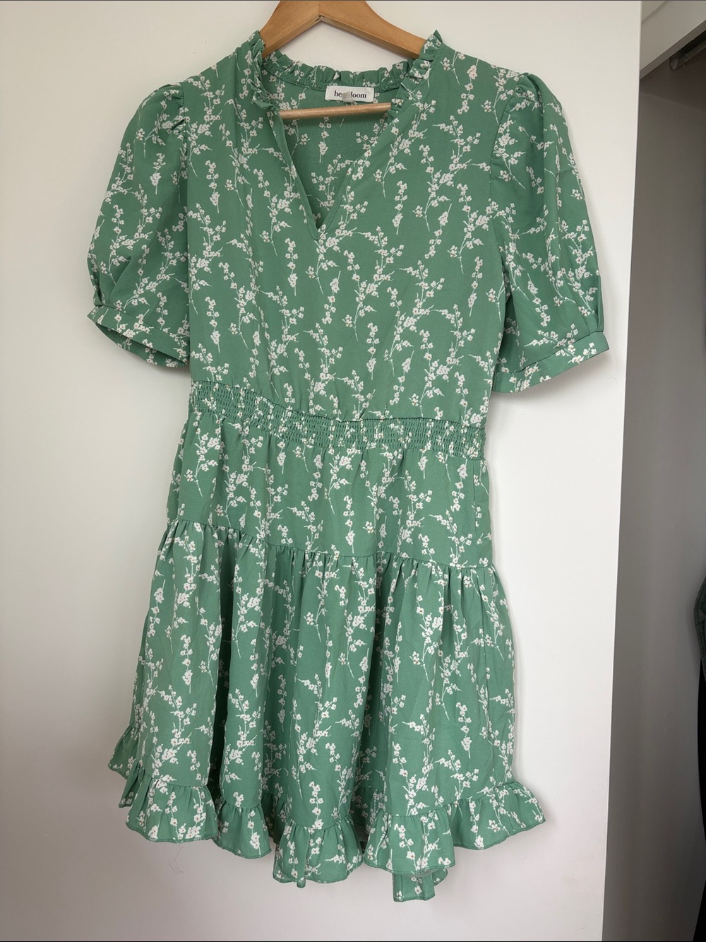 Heartloom Mint Green Floral Ruffle Dress